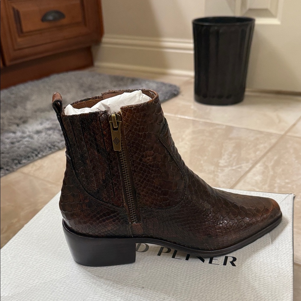 Donald J. Pliner Textured Brown Ankle Booties